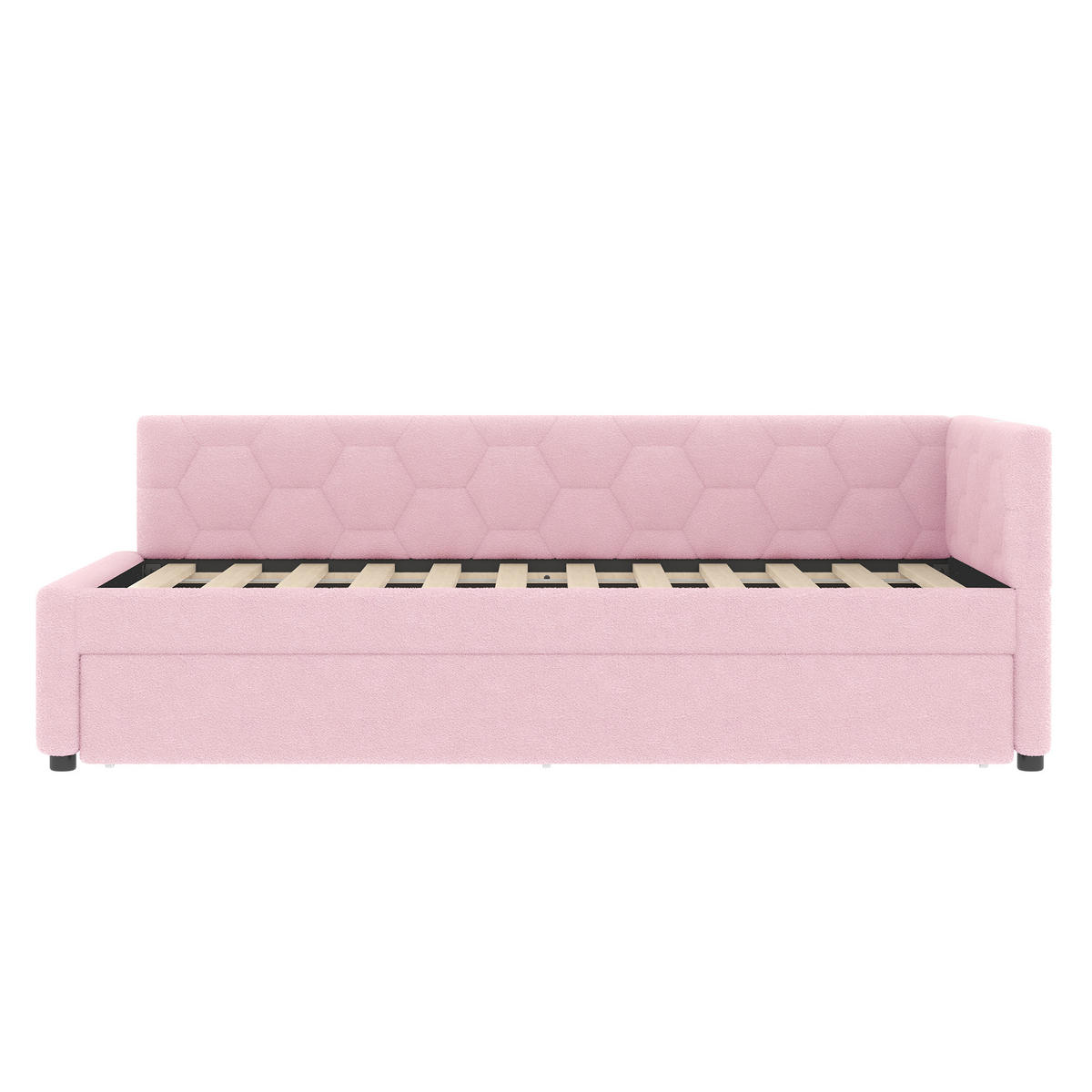 TAGESBETT 90/200 cm DE-04669, mit Ausziehbett und Nachttischlampe in Rosa - Pink, Holzwerkstoff (90/200cm) - ComfortXL