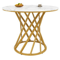 ESSTISCH 80/76/80 cm Weiß aus MDF und Metall mit verstellbaren Füßen - Goldfarben, Holzwerkstoff (80/80/76cm) - OKMYHOME