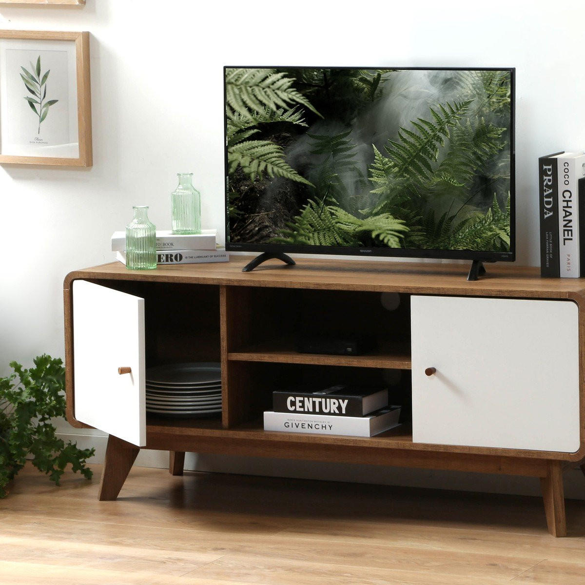 TV-MÖBEL 2 türen und 2 fächer albura 39/53/128,5 cm - Nussbaumfarben, Holzwerkstoff (39/53/128.5cm) - Calicosy