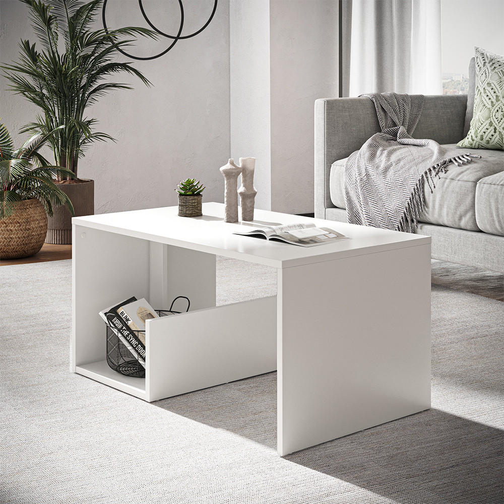 COUCHTISCH Lonar Weiß 80 x 46.6 cm - Weiß, Holzwerkstoff (46.6/80/40cm) - Vicco