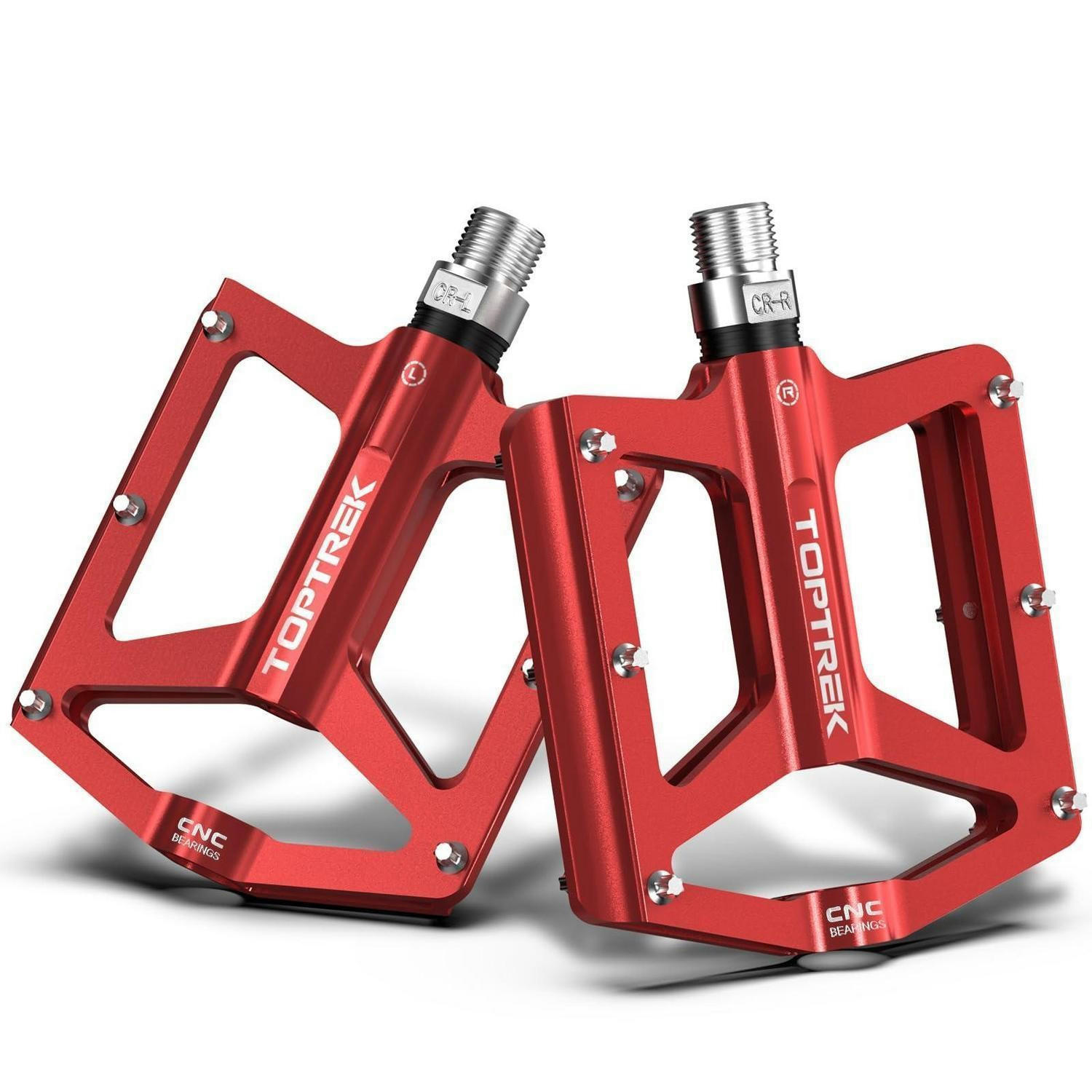 FAHRRADPEDALE Set CNC Aluminium Rot 9/16 Zoll - Rot, Metall (10.2/1.5/12.5cm)