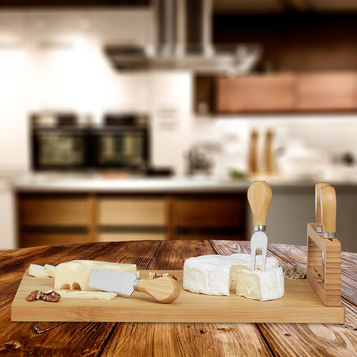 KÄSEBRETT - Hellbraun, Holz/Metall (35.5/28cm) - Relaxdays