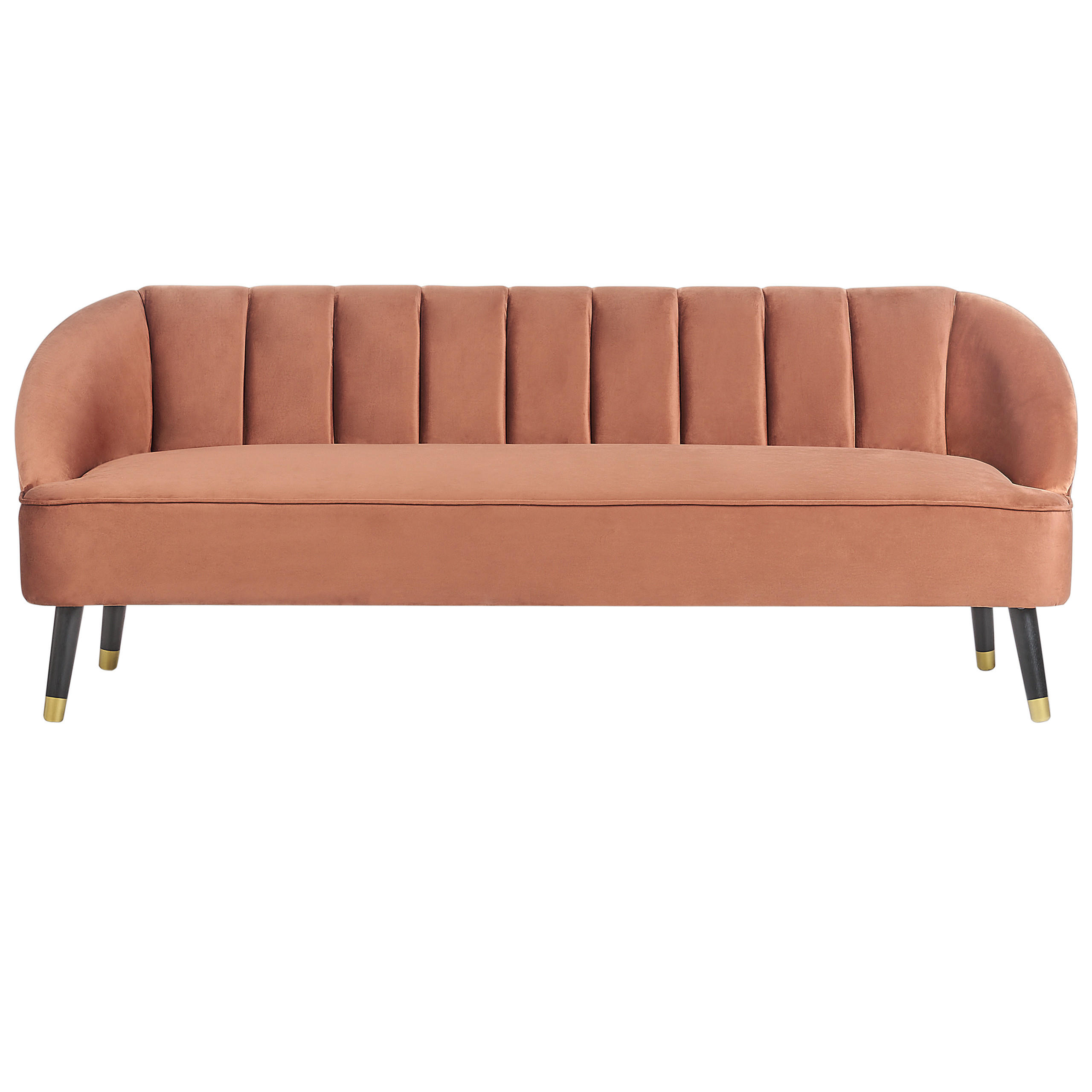 3-SITZER-SOFA Samtstoff goldbraun Alsvag - Goldfarben/Schwarz, Textil (191/73/73cm) - Beliani