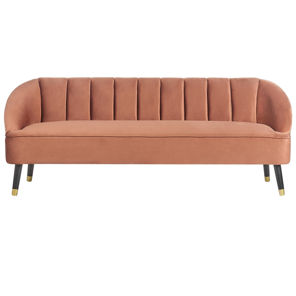 3-SITZER-SOFA Samtstoff goldbraun Alsvag - Goldfarben/Schwarz, Textil (191/73/73cm) - Beliani