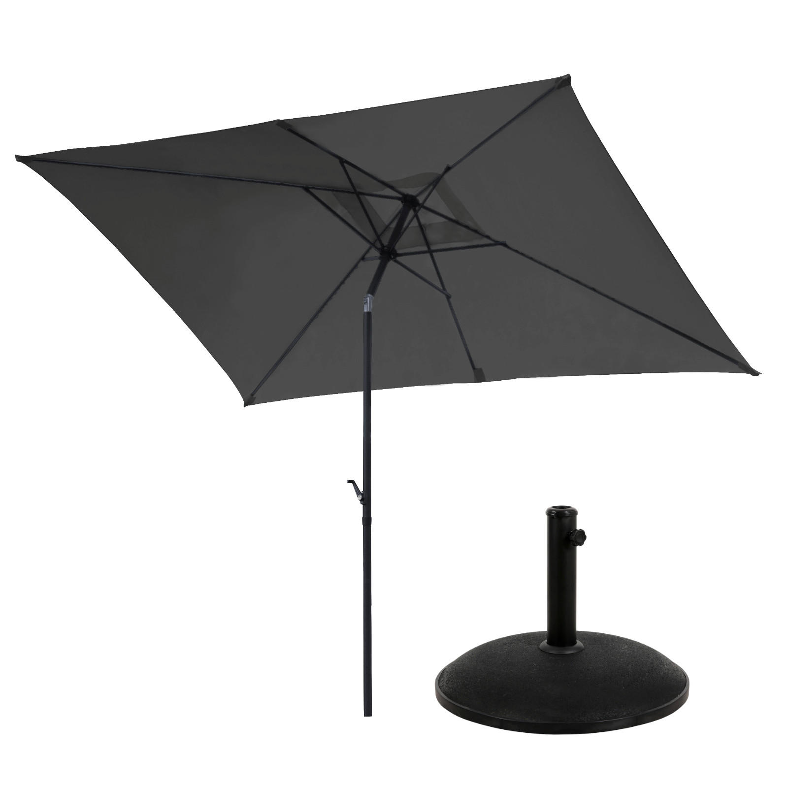 SONNENSCHIRM Set mit Ständer Dunkelgrau - Dunkelgrau, Textil (200/300cm) - SVITA