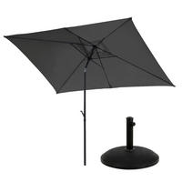 SONNENSCHIRM Set mit Ständer Dunkelgrau - Dunkelgrau, Textil (200/300cm) - SVITA