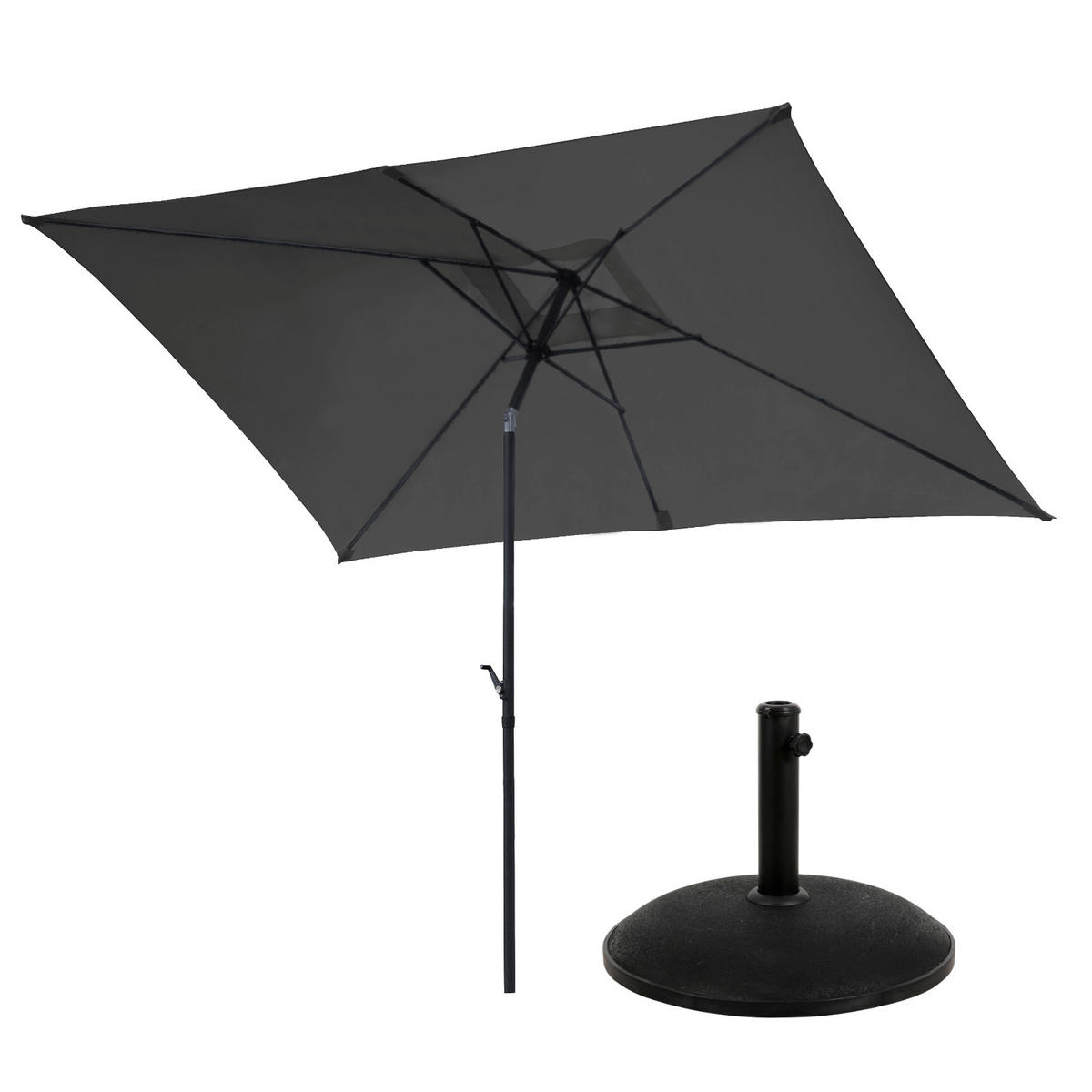 SONNENSCHIRM Set mit Ständer Dunkelgrau - Dunkelgrau, Textil (200/300cm) - SVITA