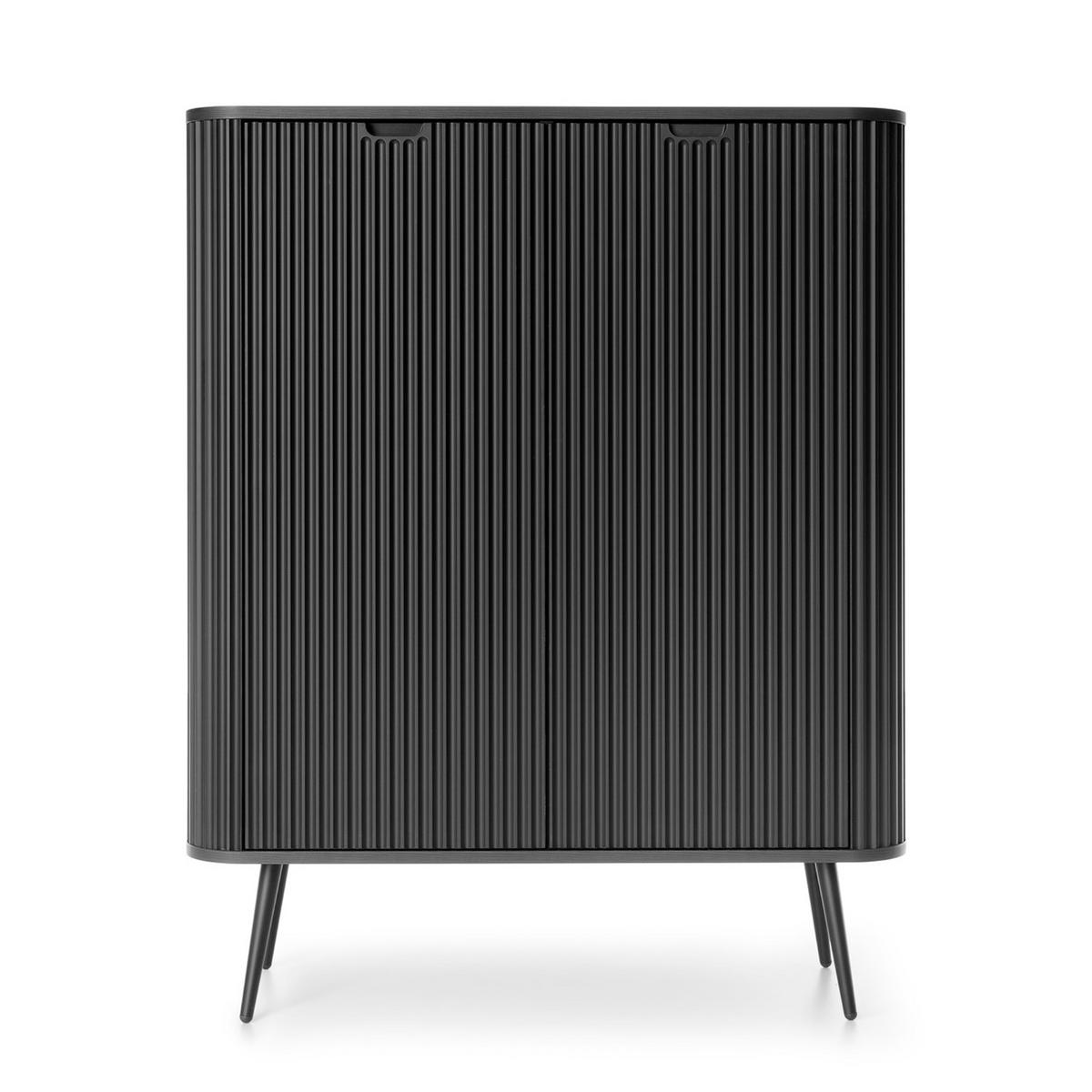 SIDEBOARD MORDEN KOM1 Abgerundeter Korpus Schwarz Schwarz - Schwarz, Holzwerkstoff/Kunststoff (103/129/39cm) - Komodee