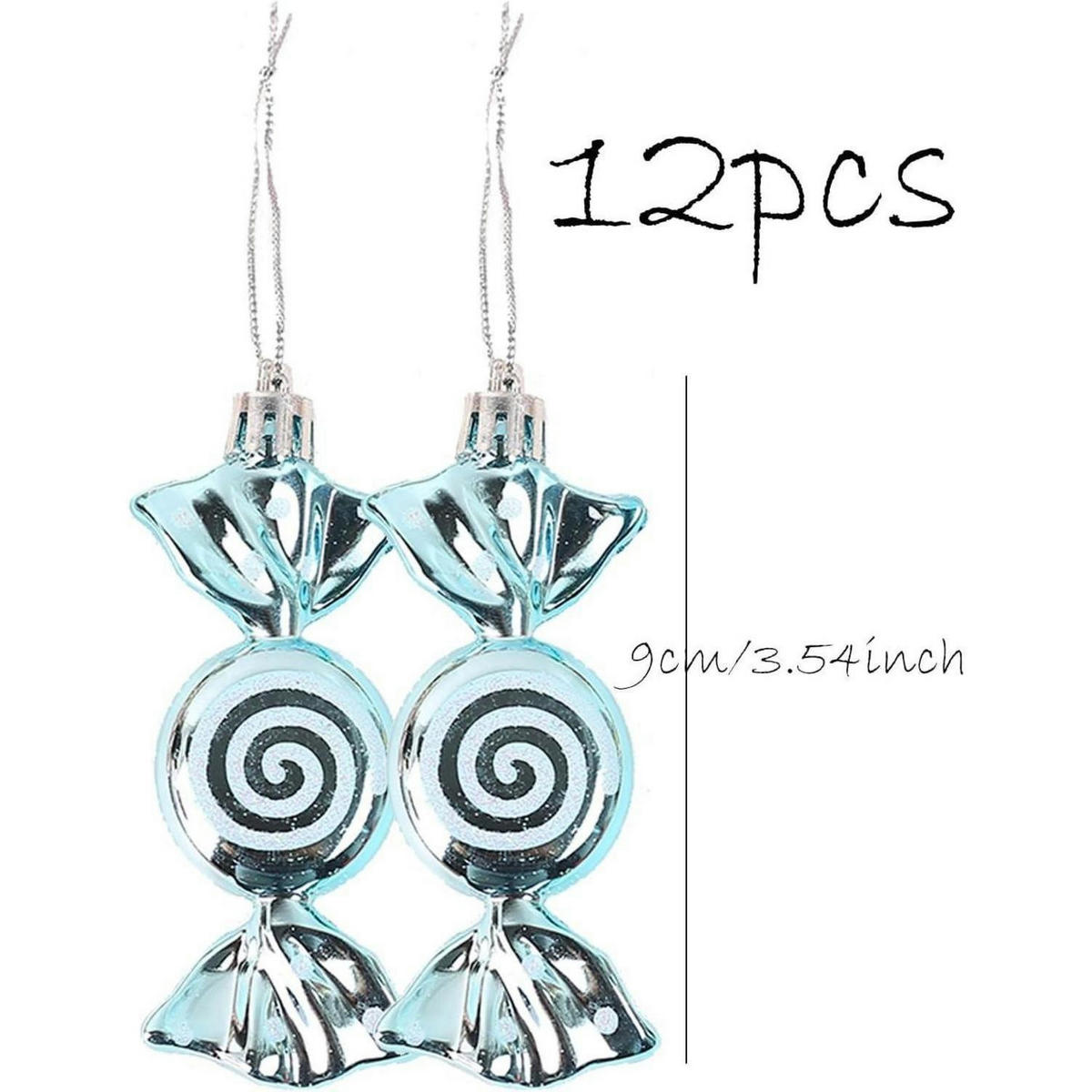 WEIHNACHTSBAUMSCHMUCK Zuckerstange 12 Stück Set Eisblau - Hellblau, Kunststoff (3/1/8cm)