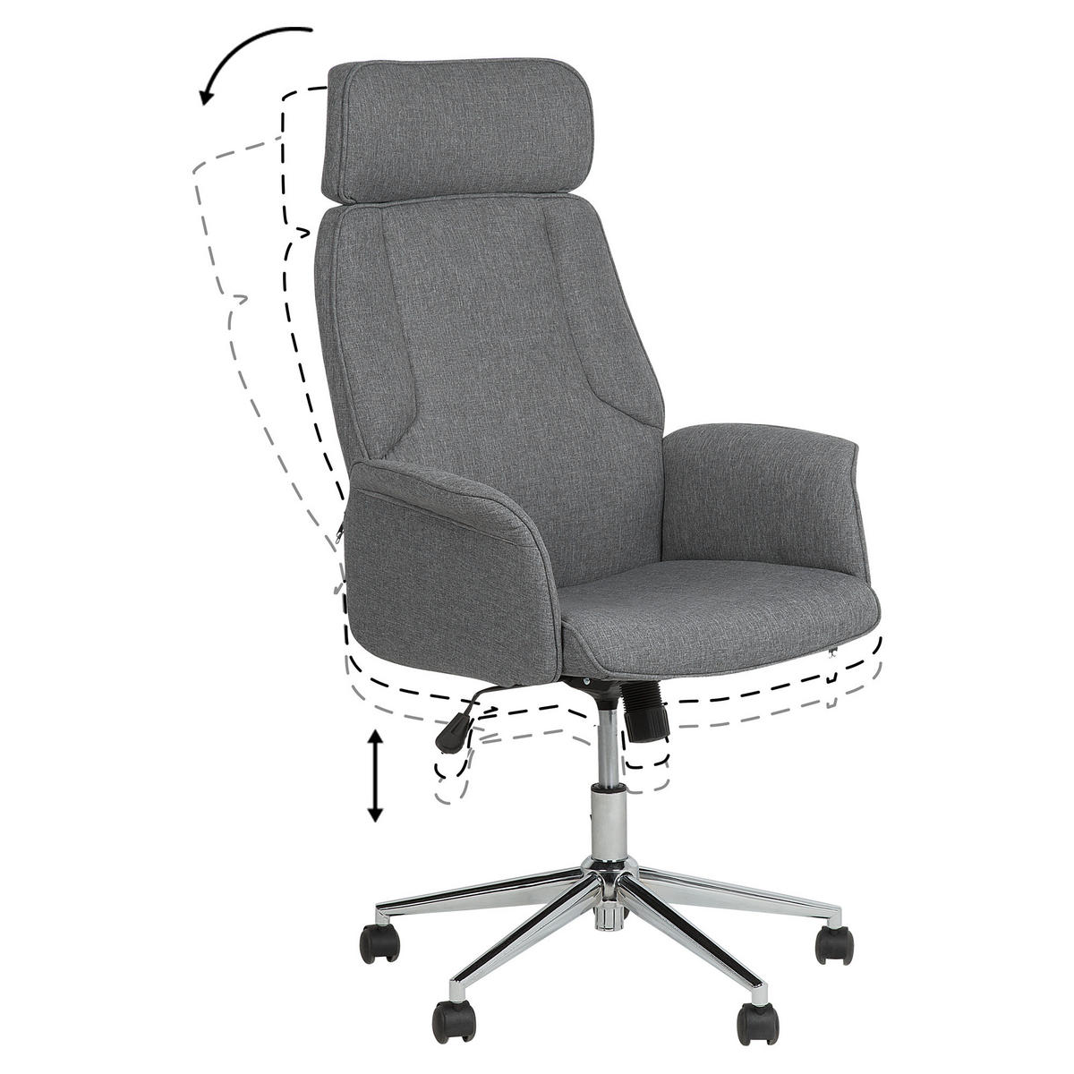 BÜROSTUHL Polyester Grau Pilot - Grau, Textil/Metall (72/117/72cm) - Beliani