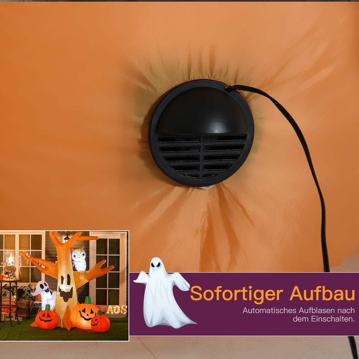 HALLOWEEN AUFBLASBARER BAUM, Mehrfarbig, Polyester - Multicolor, Kunststoff (100/240/190cm) - HOMCOM
