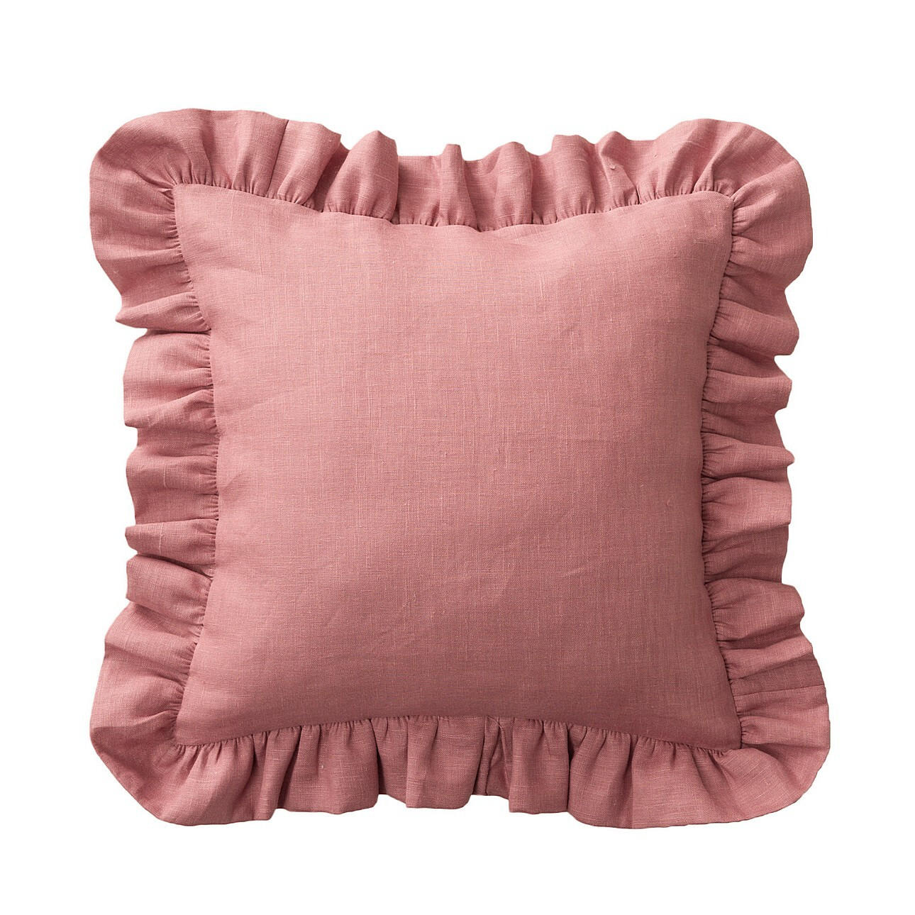 KISSENHÜLLE Charlotte 45x45 cm mit Rüsche - Rosa, Textil (45/1cm) - Dekoria