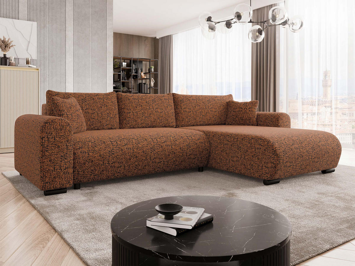ECKSOFA Merkos - Schwarz/Bronzefarben, Holz/Textil (285/188cm) - MIRJAN24