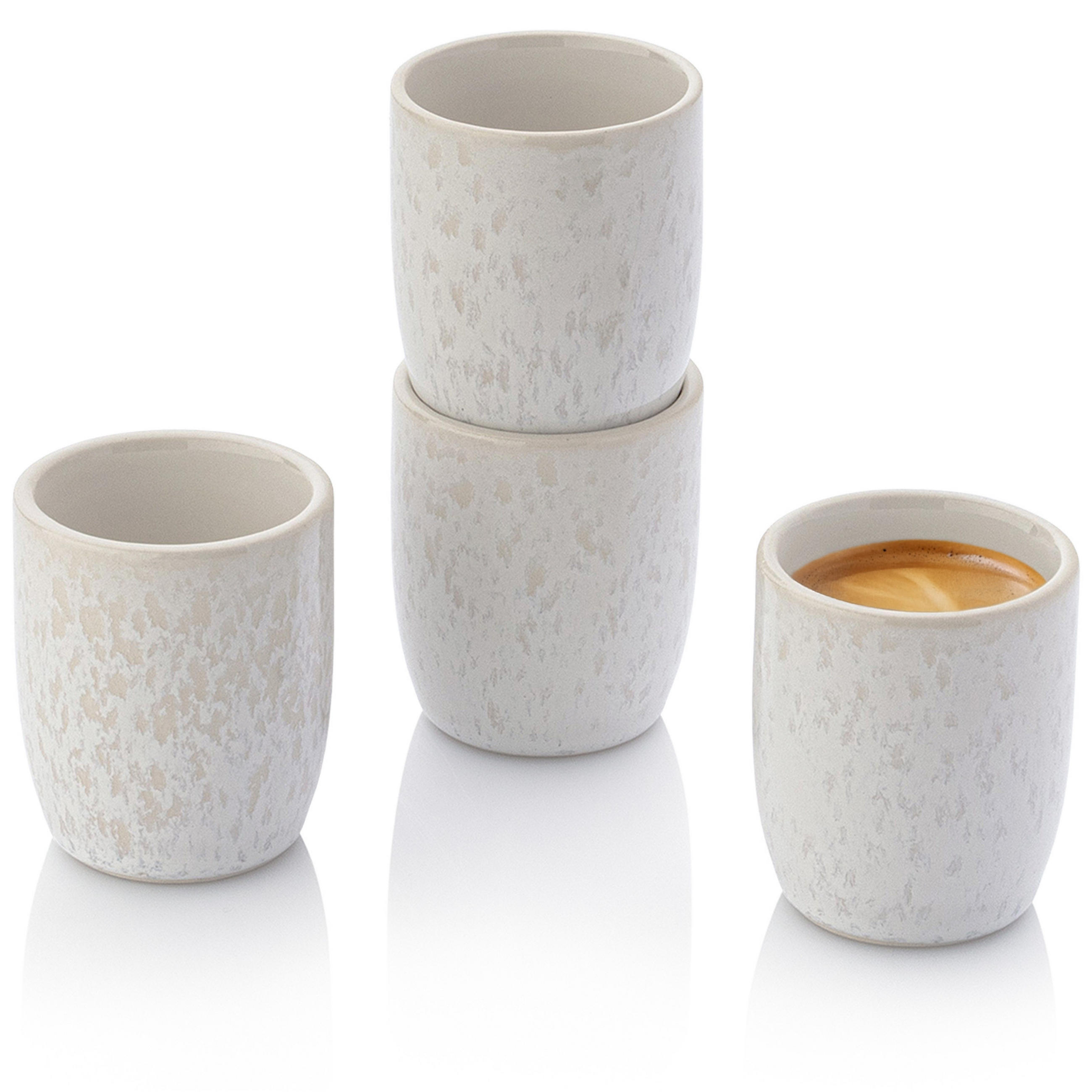 ESPRESSOBECHER SET KORFU - 4 teilig aus Steingut - Creme, Keramik (0.08L) - Sänger