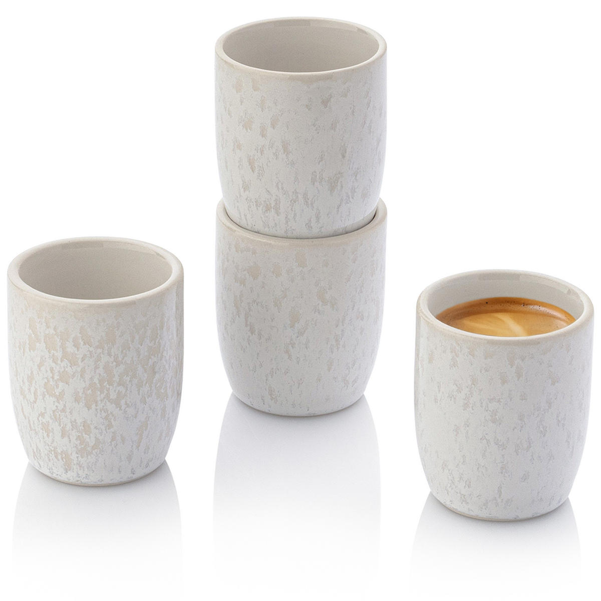 ESPRESSOBECHER SET KORFU - 4 teilig aus Steingut - Creme, Keramik (0.08L) - Sänger