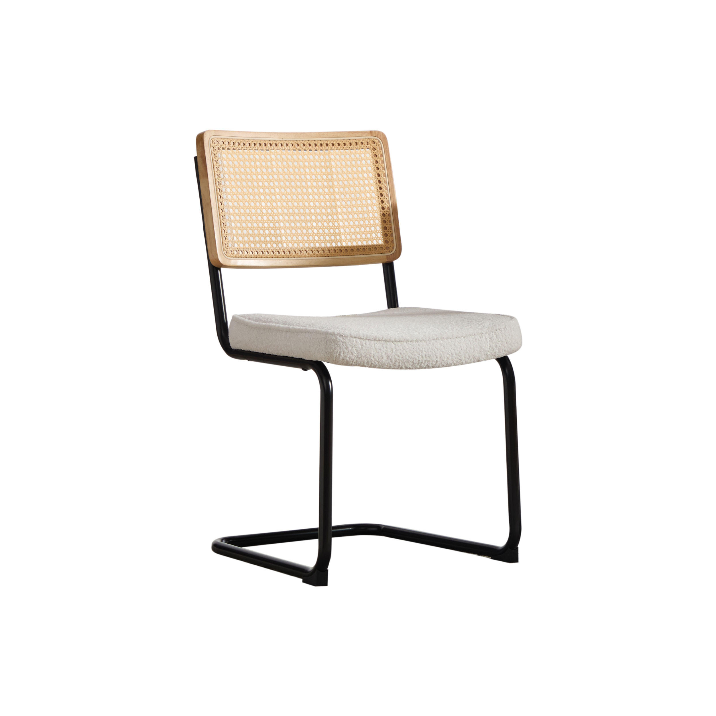 SCHWINGSTUHL DE-36881 2er-Set mit Rattan-Rückenlehne und Chenille-Sitz Elfenbein - Creme, Metall (58/86/46cm) - ComfortXL