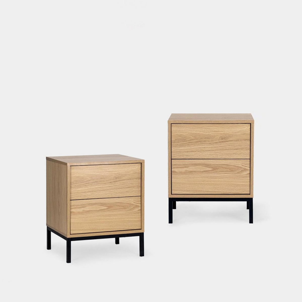 NACHTTISCH 2 SCHUBLADEN Remi Natürlich 45 cm x 55 cm 2er-Set - Naturfarben, Holzwerkstoff (45/55/40cm) - Klast Home