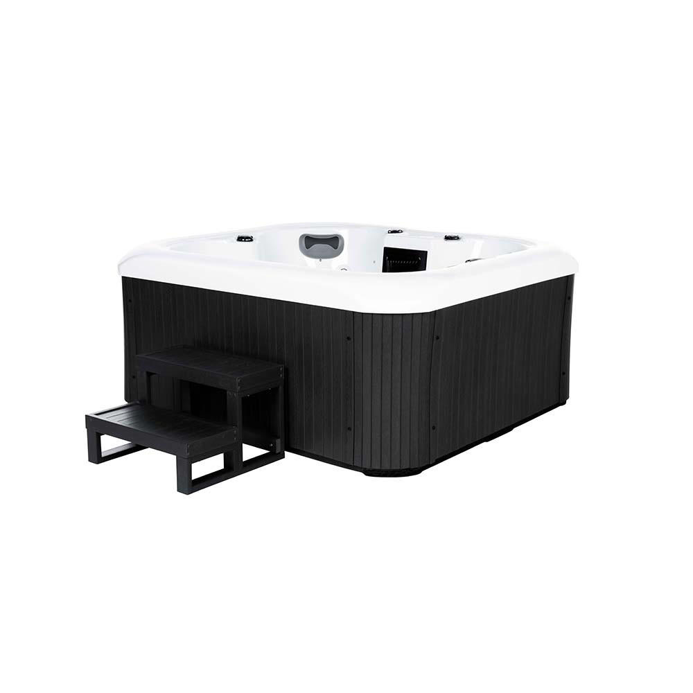 OUTDOOR Whirlpool mit Treppe und Thermoabdeckung SEA STAR 180 x 160 cm 4 Personen - Anthrazit, Kunststoff (160/79/180cm) - Home Deluxe