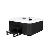 OUTDOOR Whirlpool mit Treppe und Thermoabdeckung SEA STAR 180 x 160 cm 4 Personen - Anthrazit, Kunststoff (160/79/180cm) - Home Deluxe