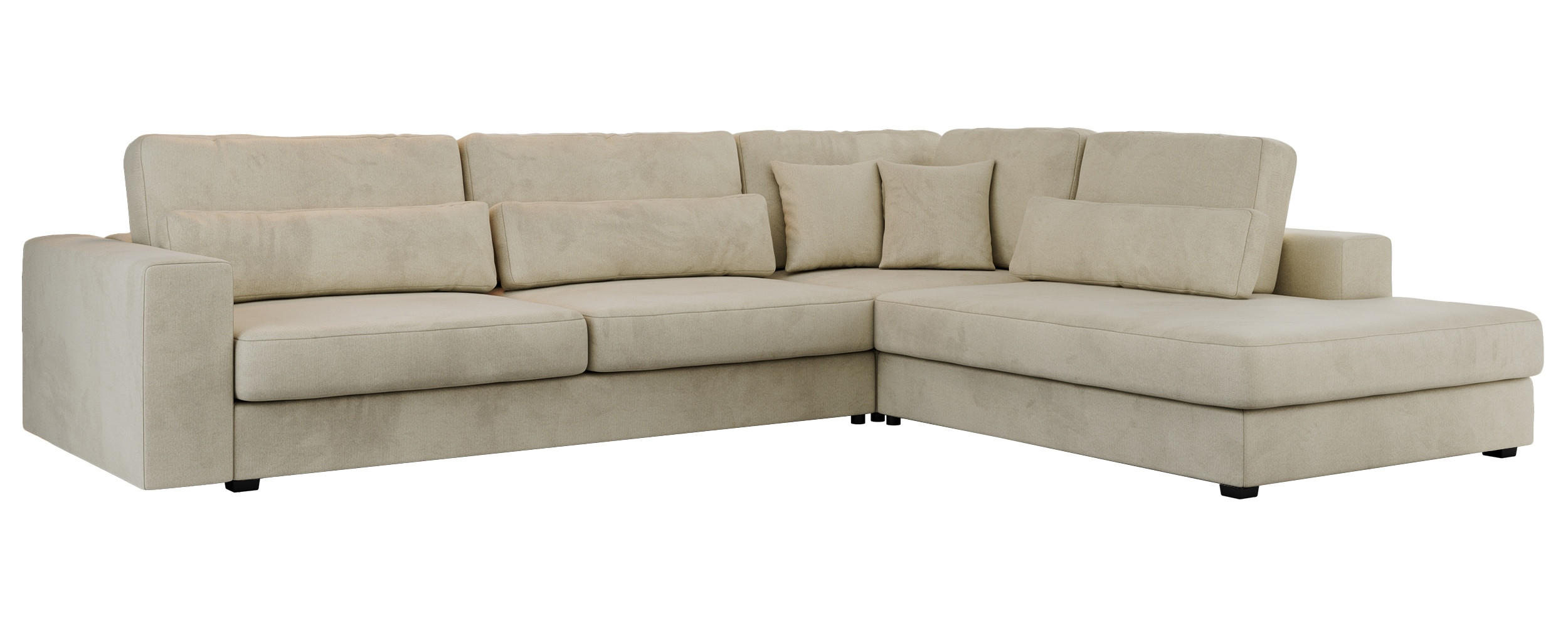 ECKSOFA Savona Beige Velvet - rechts - Beige/Schwarz, Kunststoff/Textil (249/316cm) - MKS