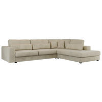 ECKSOFA Savona Beige Velvet - rechts - Beige/Schwarz, Kunststoff/Textil (249/316cm) - MKS