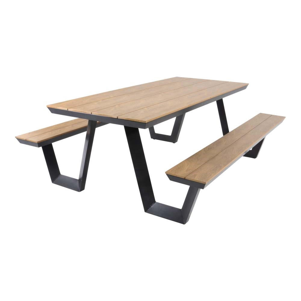 PICKNICK-SET Arezzo - Anthrazit - 200/89/75 cm - Dunkelgrau, Metall - Lesli Living