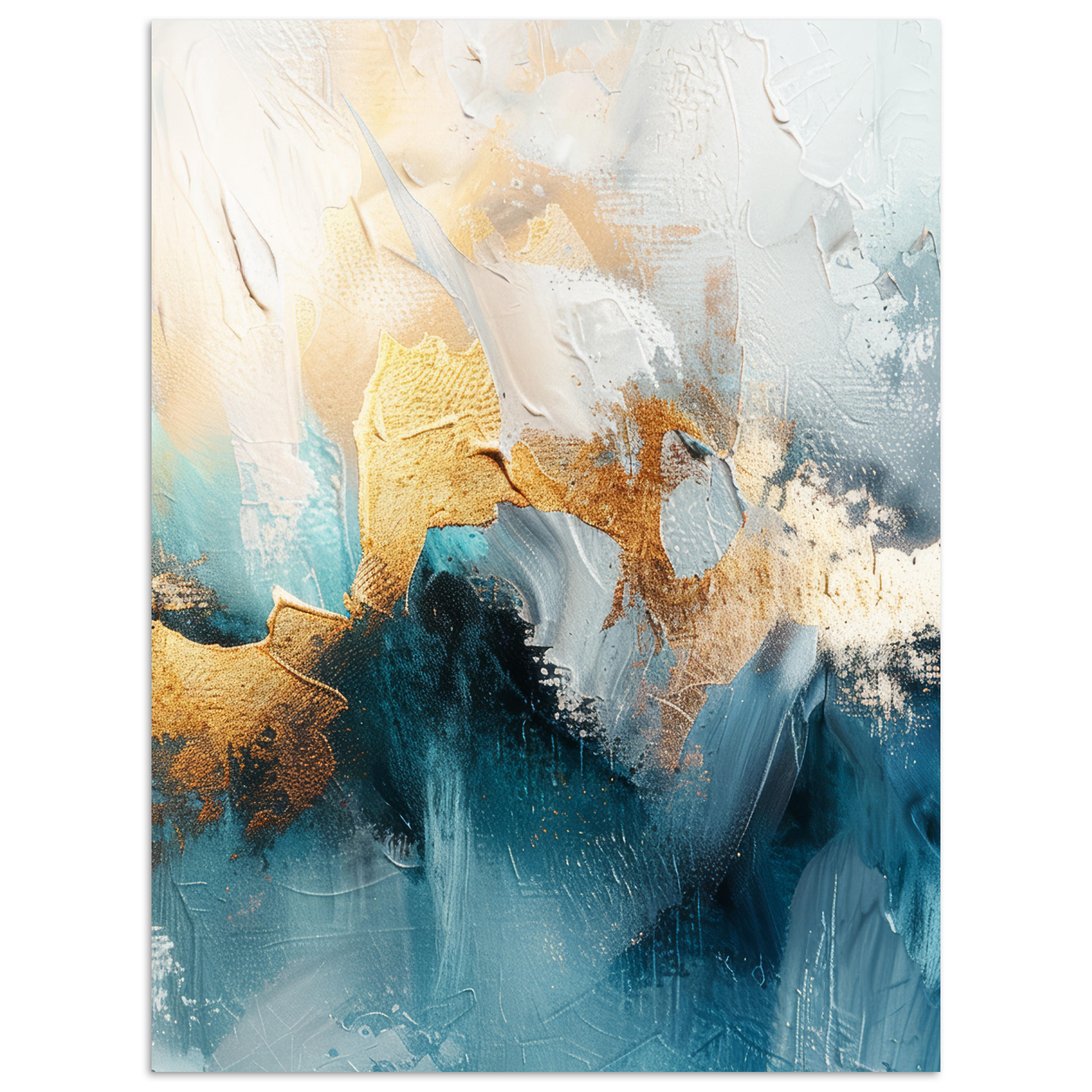 POSTER Abstrakt - Kunst - Gold - Blau 30x40 cm - Petrol, Papier (30/40/0.1cm) - MuchoWow