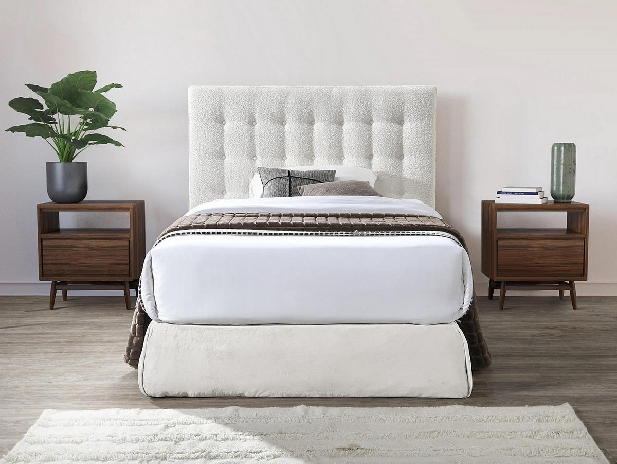 BETTKOPFTEIL - 2 -Sitzer - Polyester - weiß - FRANCESCO - Weiß, Textil (164.5/125/9.5cm) - Vente-Unique