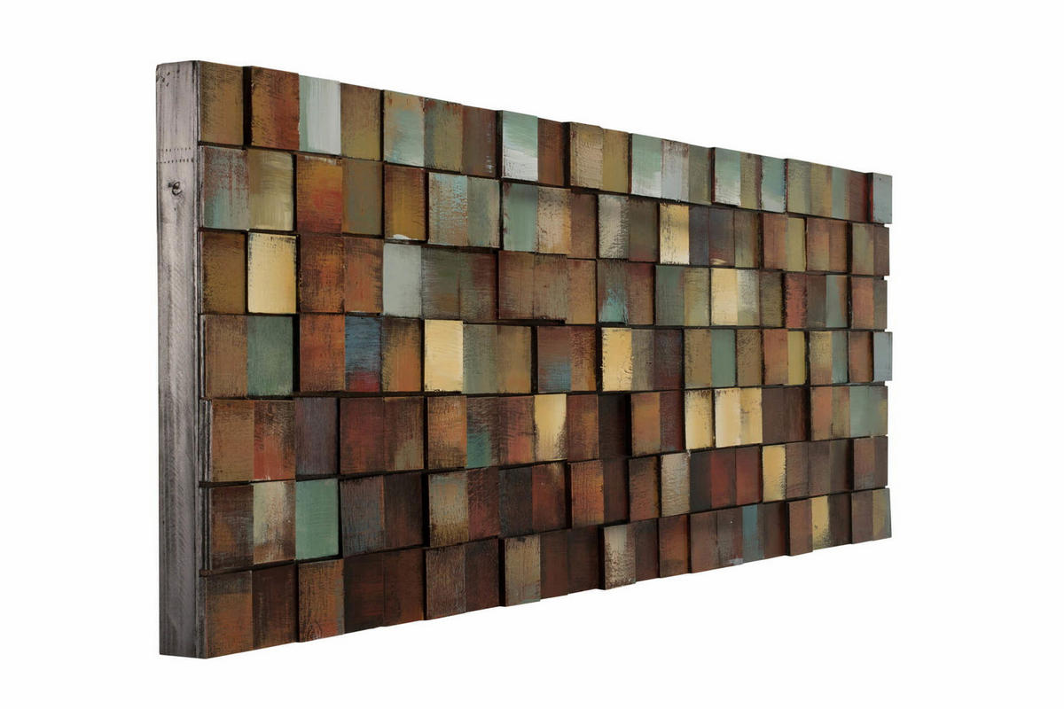 HOLZBILD Braun 144/44 cm - Braun/Grün, Holz (144/44cm) - KUNSTLOFT