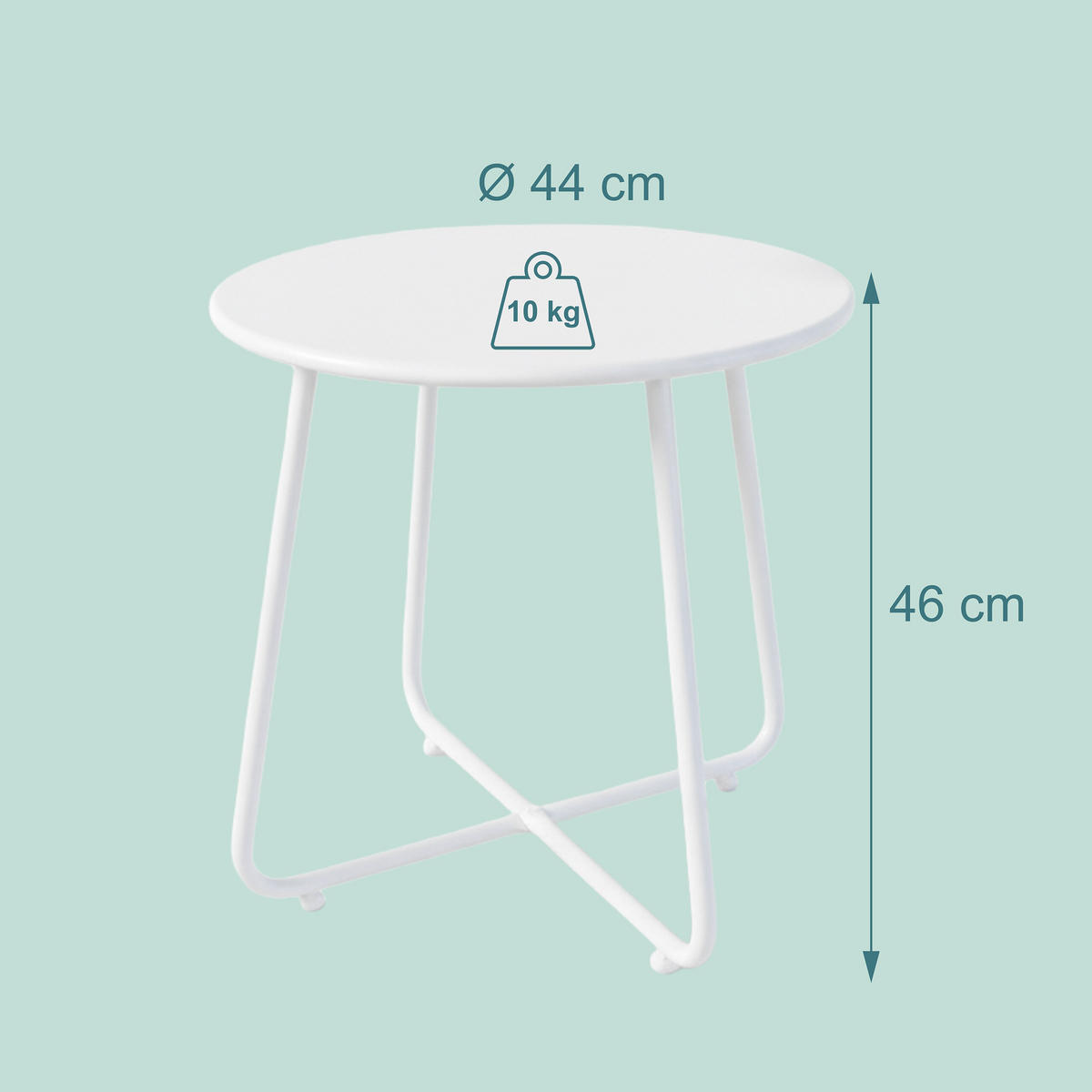 BEISTELLTISCH - Weiß, Metall (44/44/46cm) - Relaxdays