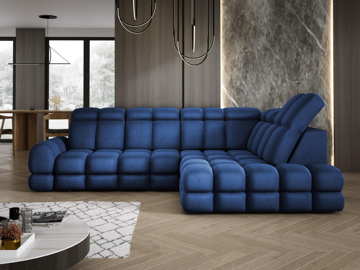 ECKSOFA TOLLO Solar-stoff L-form 302x217x105 cm blau - Blau, Holz/Textil (217/302cm) - DomoHome