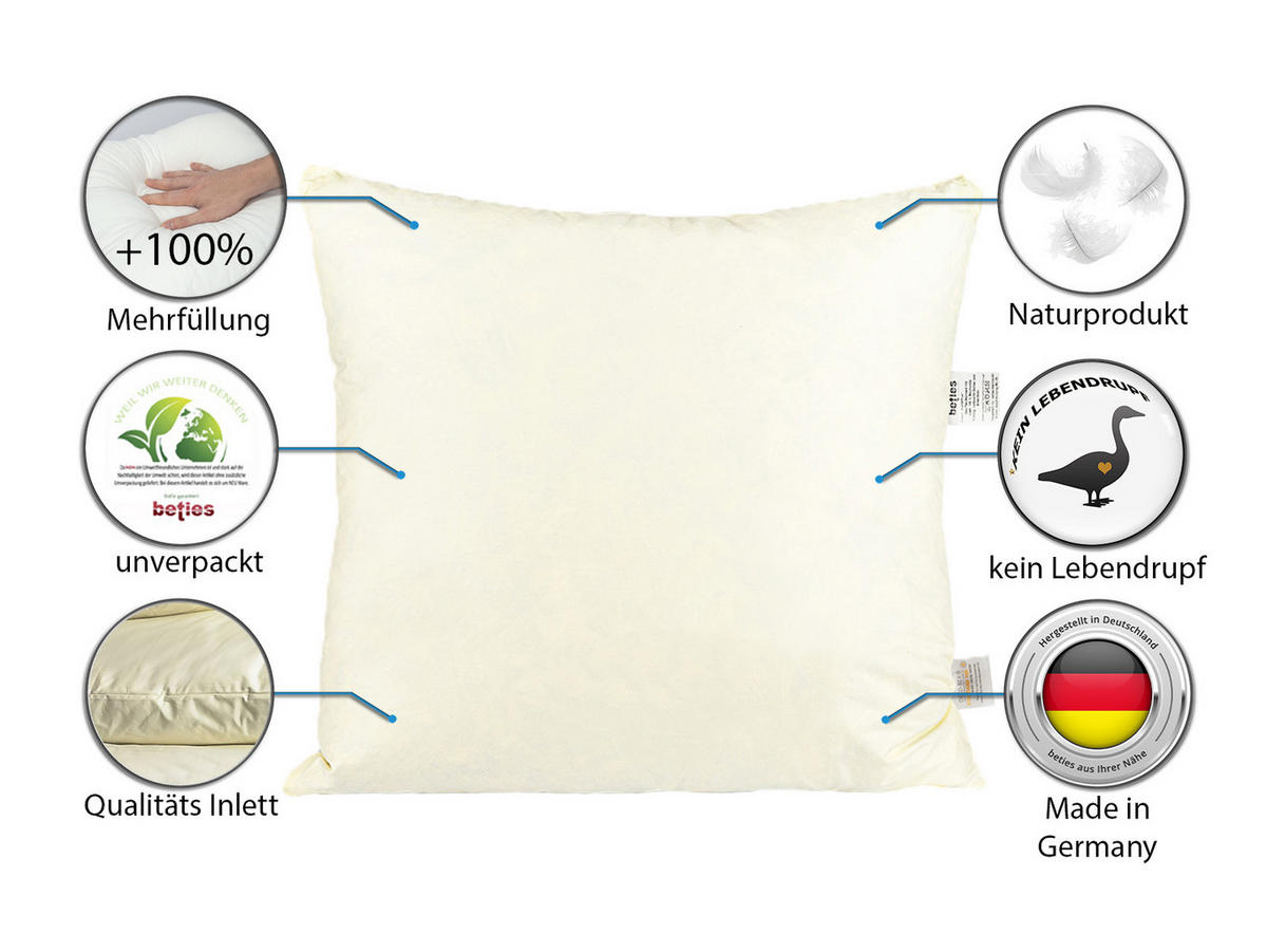 FEDERKISSEN PublikPrall 60/60 cm - Beige/Creme, Naturmaterialien/Textil (60/60cm) - beties Heimtextil