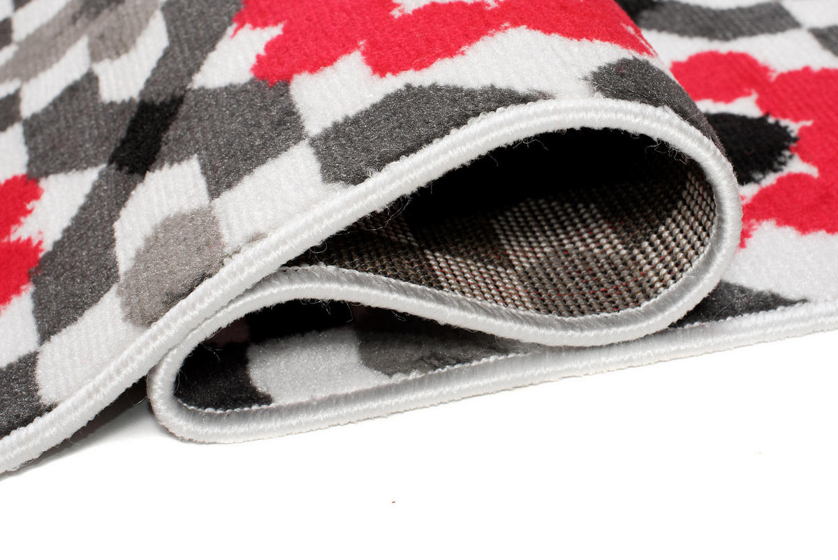 TEPPICH MAYA Rot Floral Mosaik Geometrisch 200/200 cm - Rot, Textil (200/200cm) - Tapiso