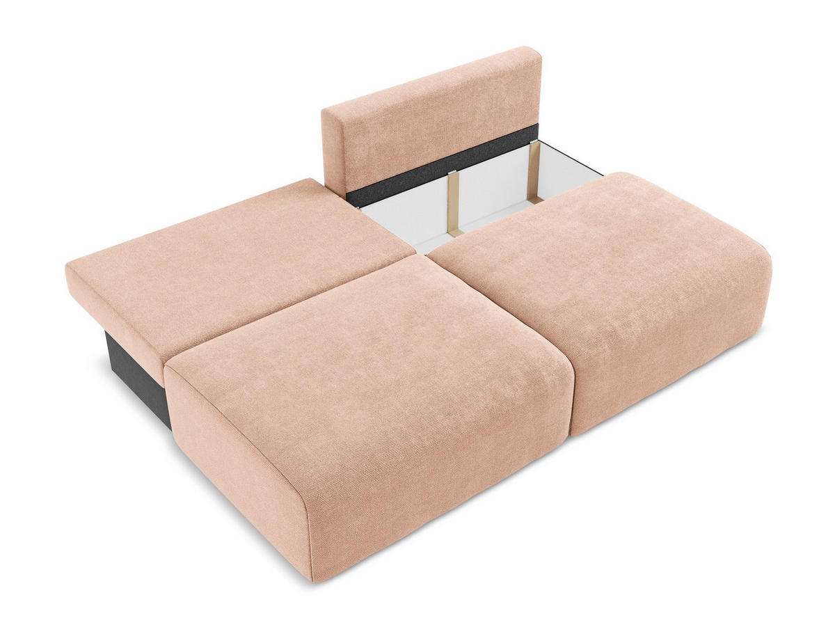 3-SITZER SOFA mit Schlaffunktion Chenille Stoff Pink - Pink/Koralle, Kunststoff/Textil (216/79/102cm) - Makamii