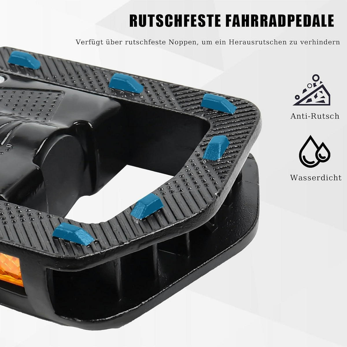 FAHRRADPEDALE faltbar Aluminium mit Reflektoren Schwarz - Schwarz, Metall (9/3/10.2cm)