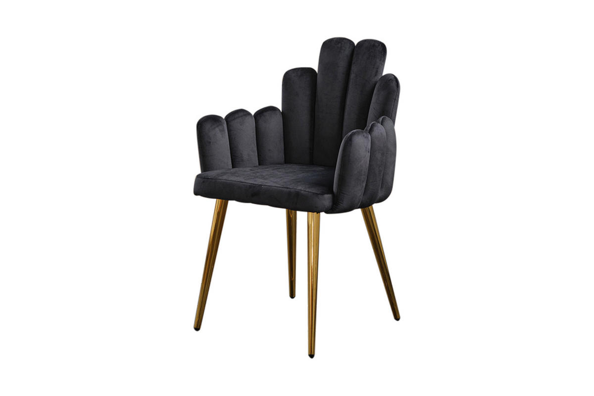ESSZIMMERSTUHL FREJA Schwarz Velvet - Schwarz, Textil (59/86/55cm) - KAWOLA