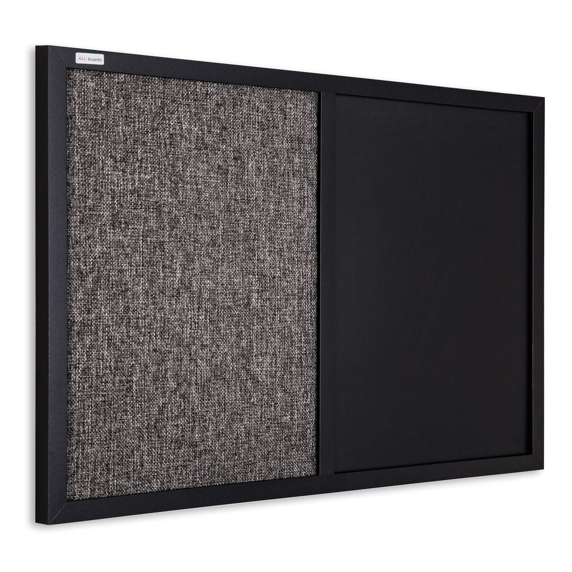 KOMBI-TAFEL magnetische Kreidetafel und Filz 60x40 cm, schwarz lackierter Holzrahmen - Schwarz/Grau, Holz (60/40/0.7cm) - ALLboards