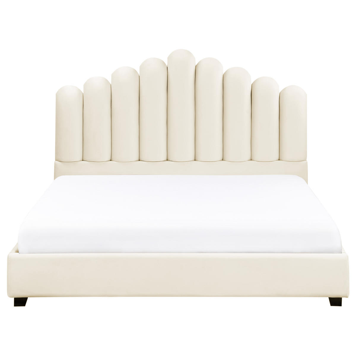 BETT mit Lattenrost 160/200 cm Cremeweiß Vincennes - Schwarz/Weiß, Textil (160/200cm) - Beliani