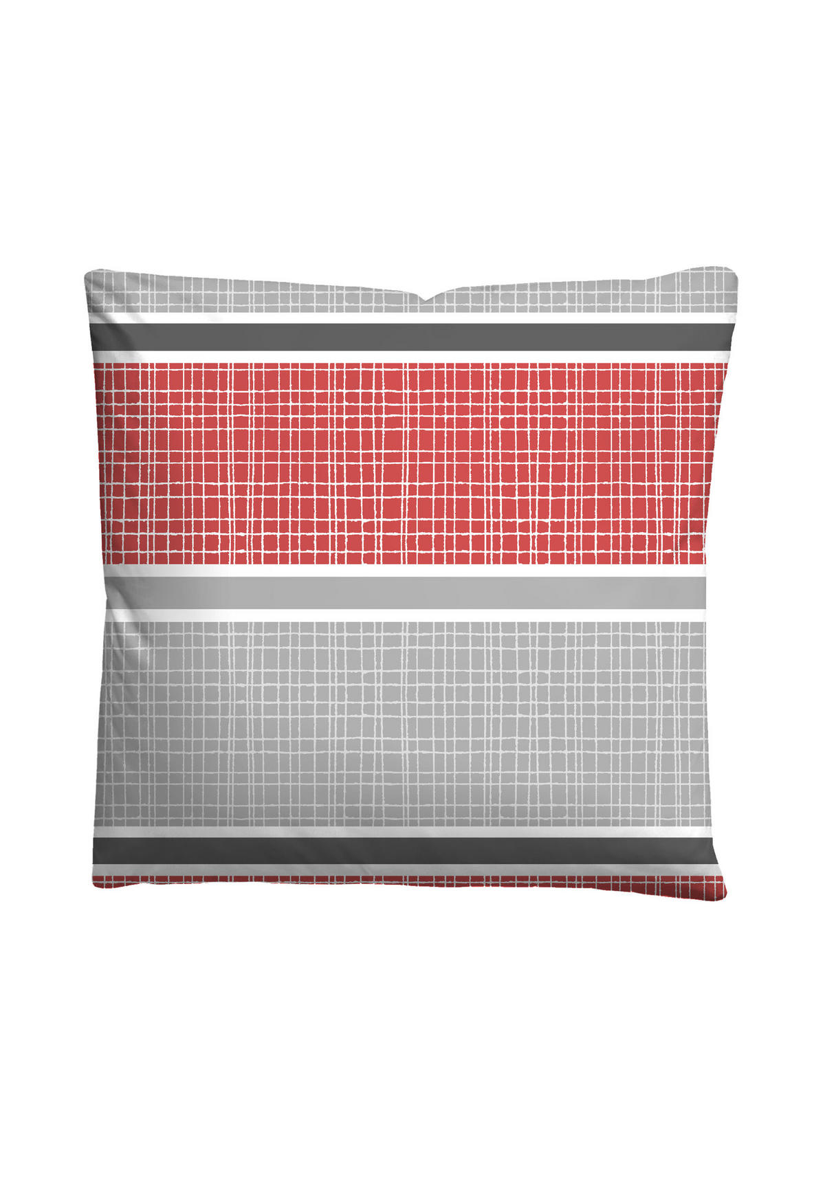 BETTWÄSCHE-GARNITUR Thermofleece Querbalken rubin, 155x220 cm + 80x80 cm - Dunkelrot, Textil (155/220cm) - Castell