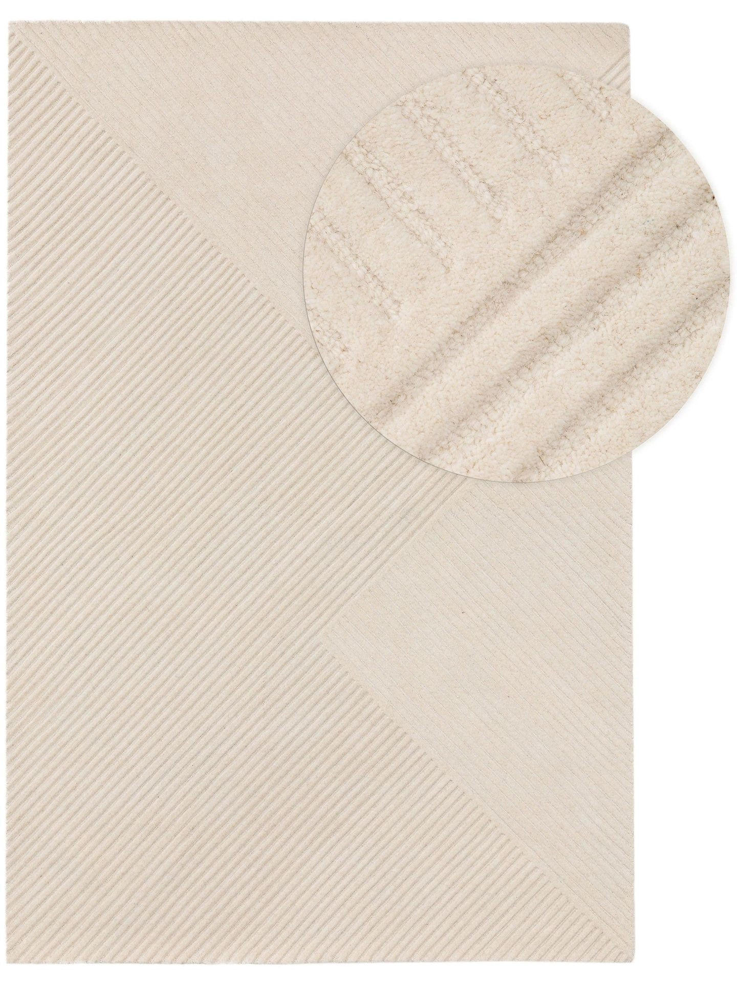 TEPPICH Wollteppich Yanis Beige - Beige, Textil (120/1cm) - KUNSTLOFT