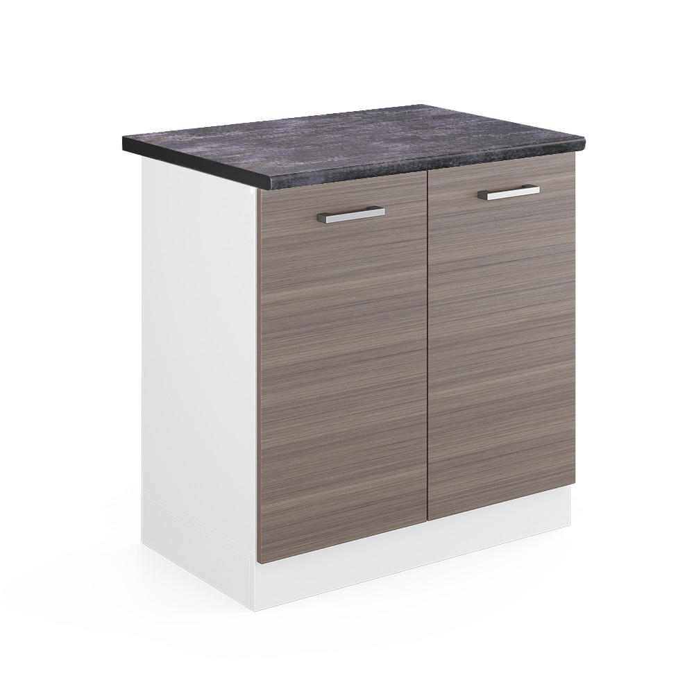 SPÜLENUNTERSCHRANK R-Line Grau 80 cm, AP Anthrazit - Weiß/Braun, Holzwerkstoff (80/81.6/60cm) - Vicco