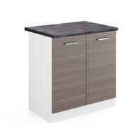 SPÜLENUNTERSCHRANK R-Line Grau 80 cm, AP Anthrazit - Weiß/Braun, Holzwerkstoff (80/81.6/60cm) - Vicco