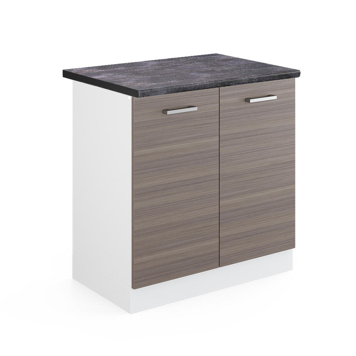 SPÜLENUNTERSCHRANK R-Line Grau 80 cm, AP Anthrazit - Weiß/Braun, Holzwerkstoff (80/81.6/60cm) - Vicco
