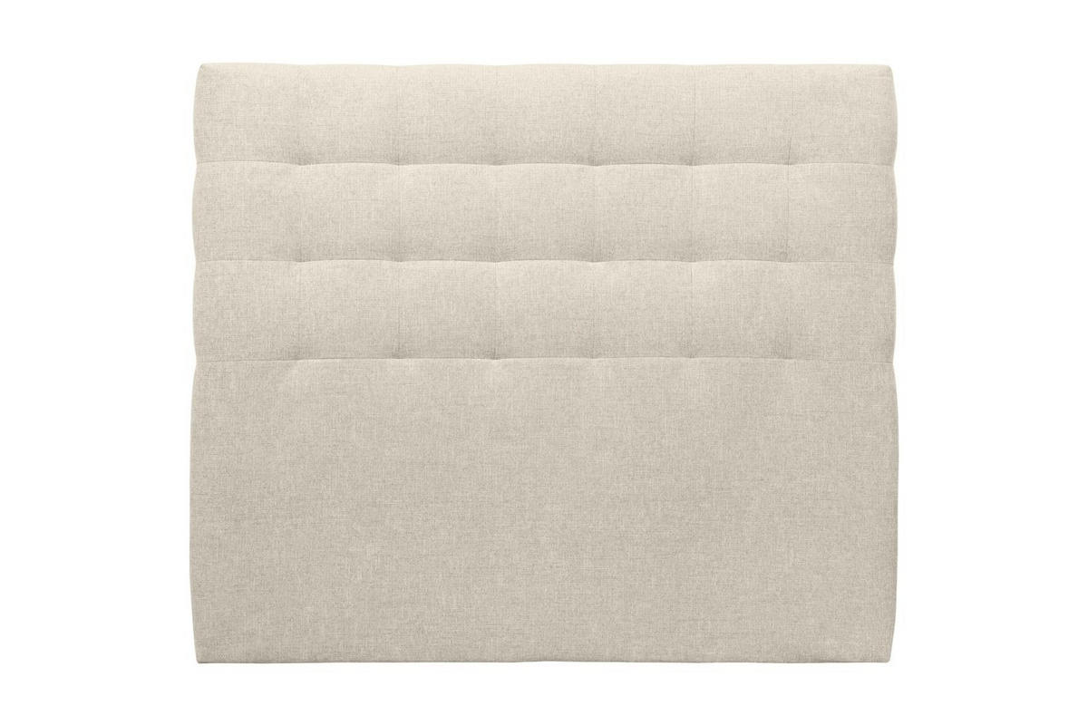 KOPFTEIL gepolstert - Gesteppt – hellbeiger Stoff - 140 cm - Beige, Holz (140/120/10cm) - Sommeil de Plomb