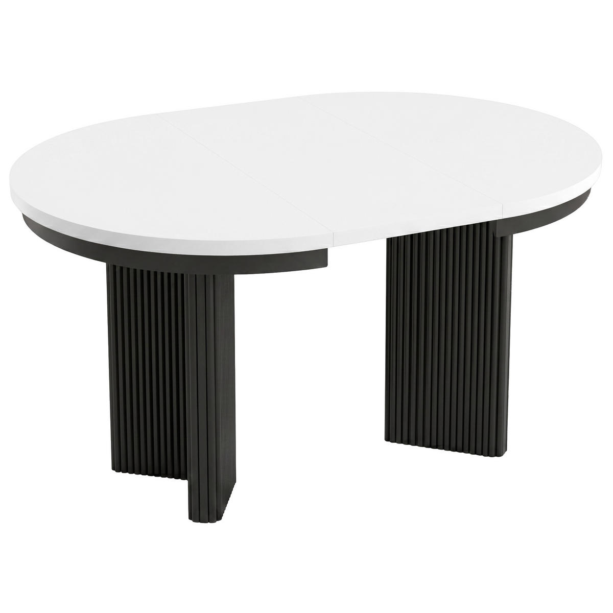 JÍDELNÍ STŮL Prestige, kulatý designový stůl, rozkládací Ø 100–180 cm, bílá + černá - bílá/černá, kov (100/100/77cm) - Beautysofa