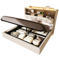 POLSTERBETT 140/200 cm Beige aus Leinen mit LED-Lichtleiste - Beige, Textil (140/200cm) - OKMYHOME