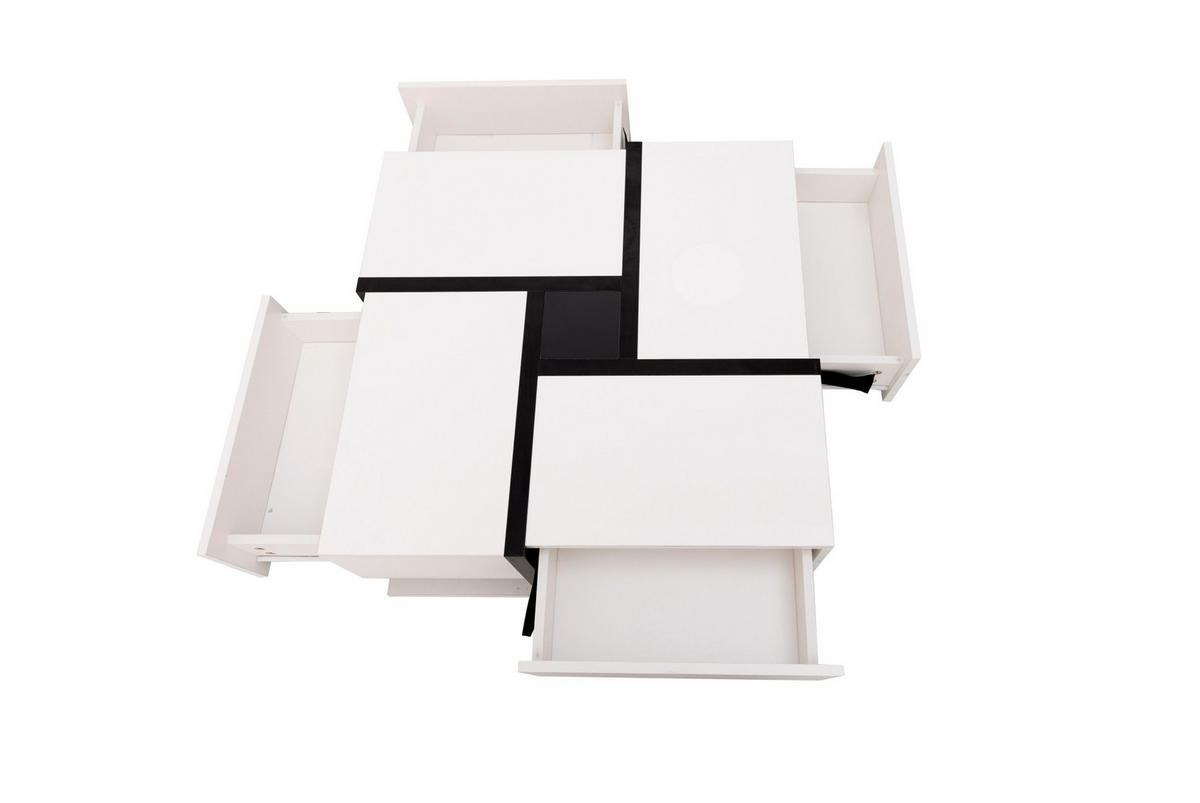 COUCHTISCH aus Spanplatte 78x78x36 cm in Weiß mit 4 Schubladen - Weiß, Holzwerkstoff (78/78/36cm) - Modfu