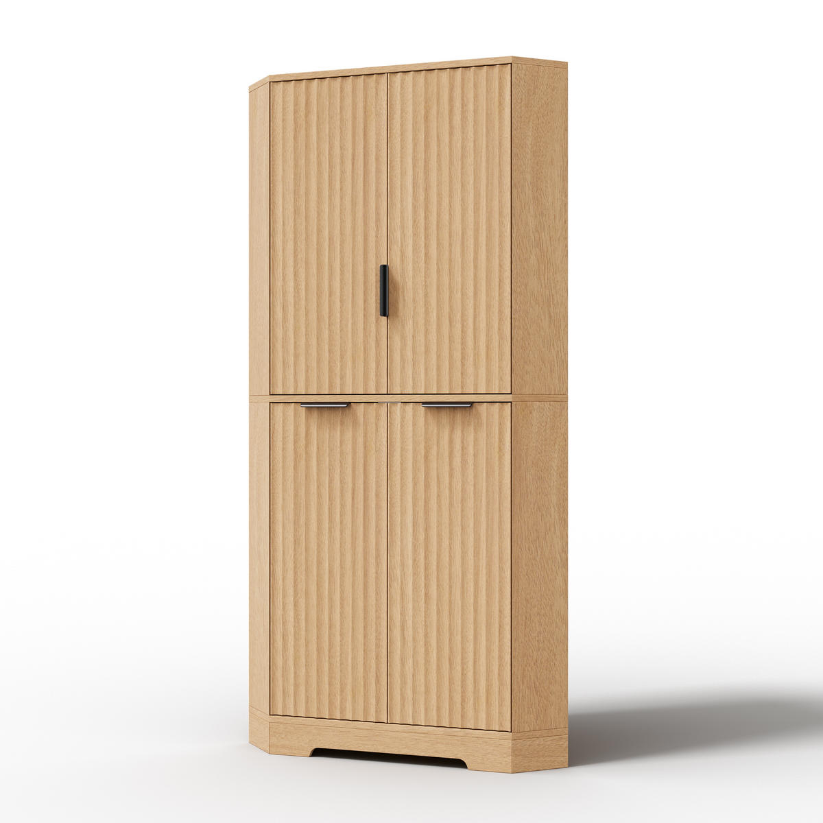 ECKSCHRANK Aufbewahrungsschrank Naturholz-Optik 4 Türen & Böden 172cm - Naturfarben, Holzwerkstoff (60/172/60cm) - Urban Meuble