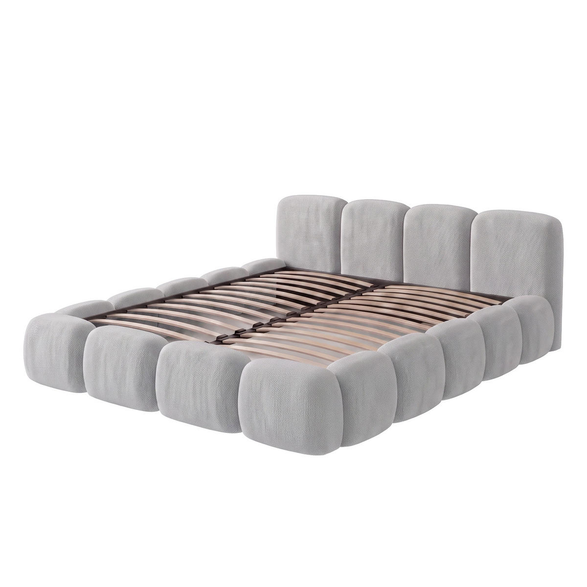 POLSTERBETT SUENO 180x200 cm in Hellgrau, gepolstertes Kopfteil, Metalllattenrost, Bettkasten, Chenille-Stoff - Hellgrau/Naturfarben, Holz/Textil (180/200cm) - Muffo