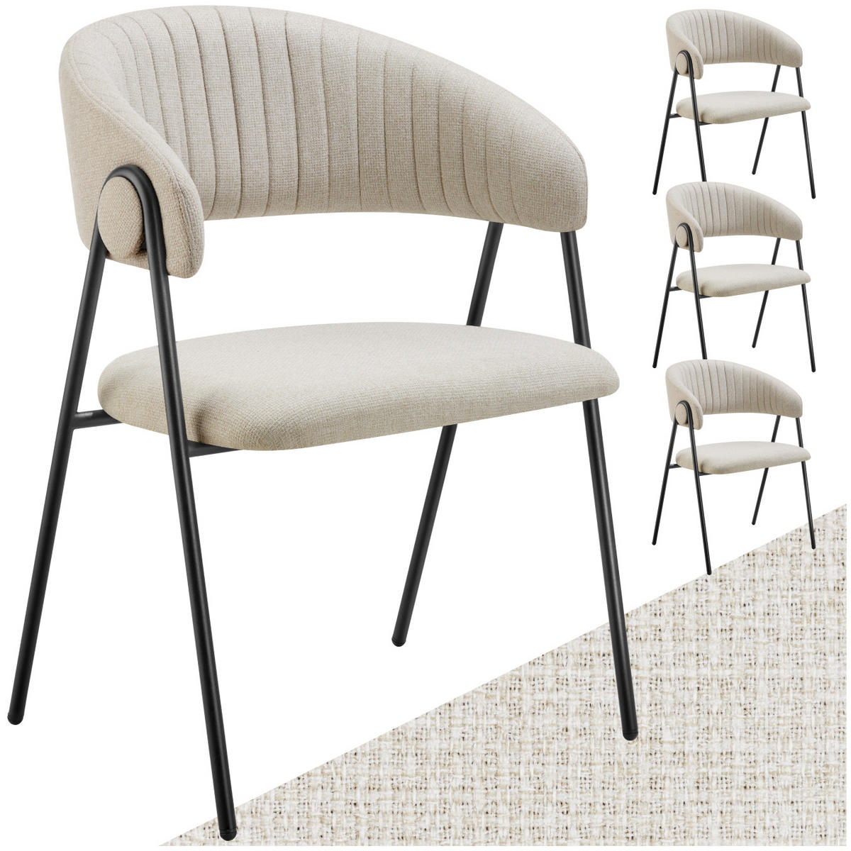 ARMLEHNSTUHL 4er Set Bedano 60 x 58 x 85 cm greige - Greige, Kunststoff (60/85/58cm) - tectake